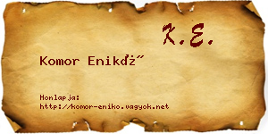 Komor Enikő névjegykártya